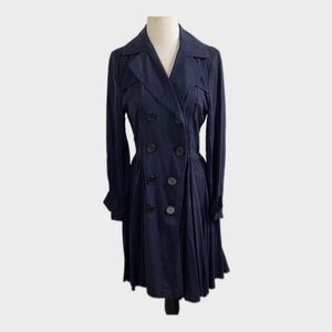 dRA for Anthropologie Navy‎ Double-Breasted Long Sleeve Trench Coat